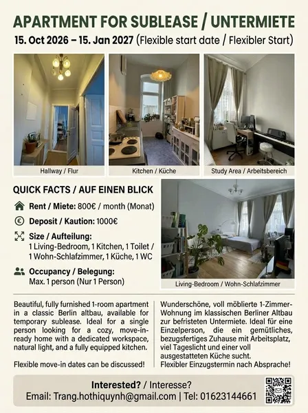 Untermiete: Ein-Zimmer-Apartment in Friedrichshain — photo 1